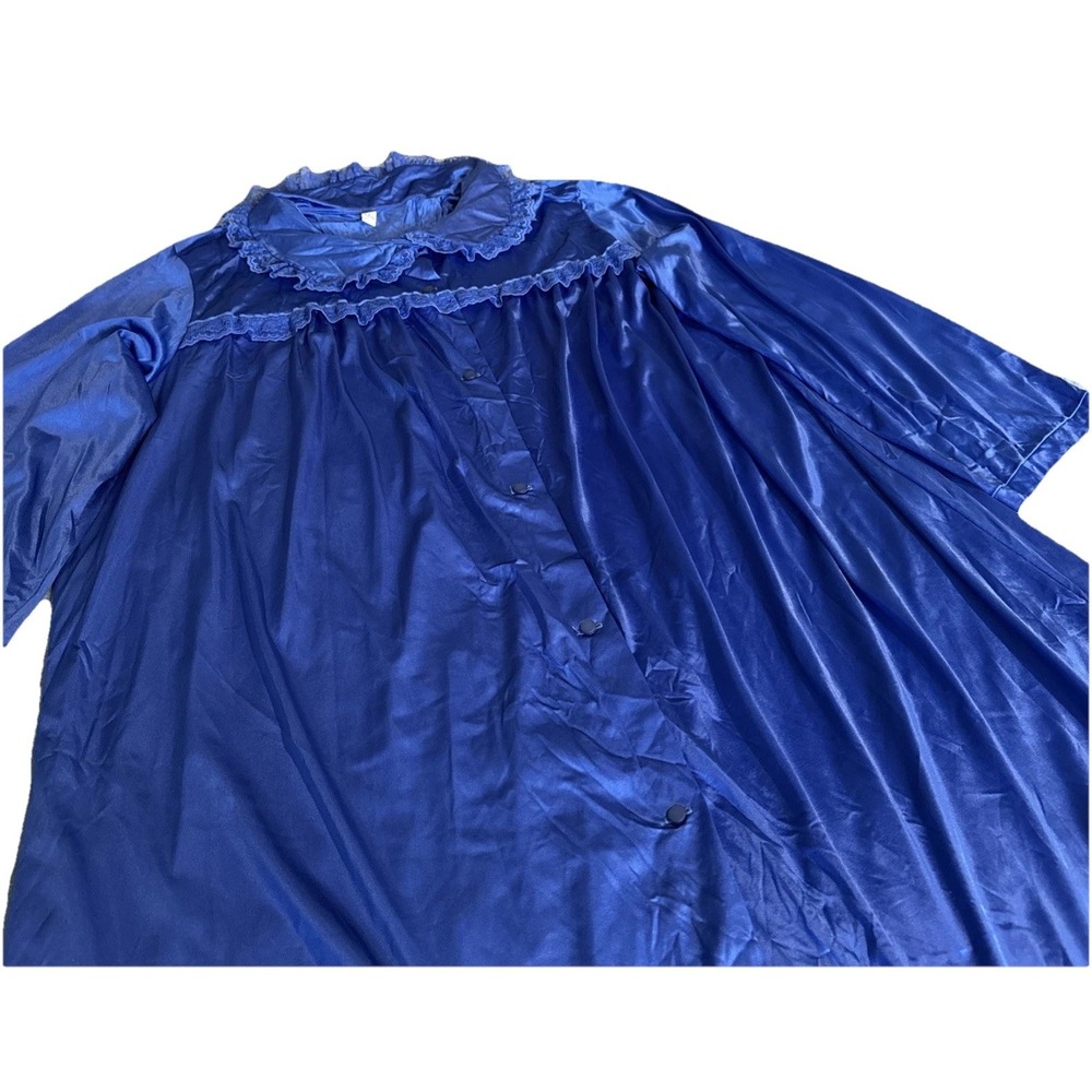 Nancy King Lingerie XXXL‎ Royal Blue Ankle Length Nightgown Made in USA Vintage